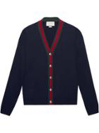 Gucci Wool Cardigan With Web - Blue