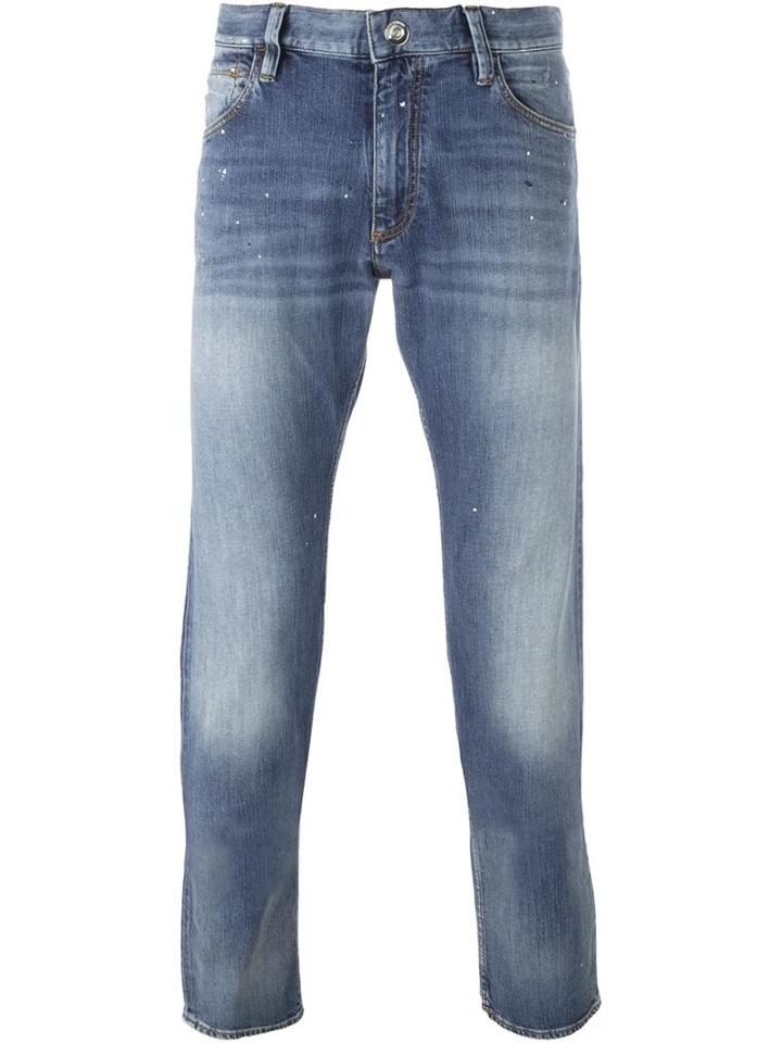 Emporio Armani Rolled Up Jeans, Men's, Size: 30, Blue, Cotton/spandex/elastane