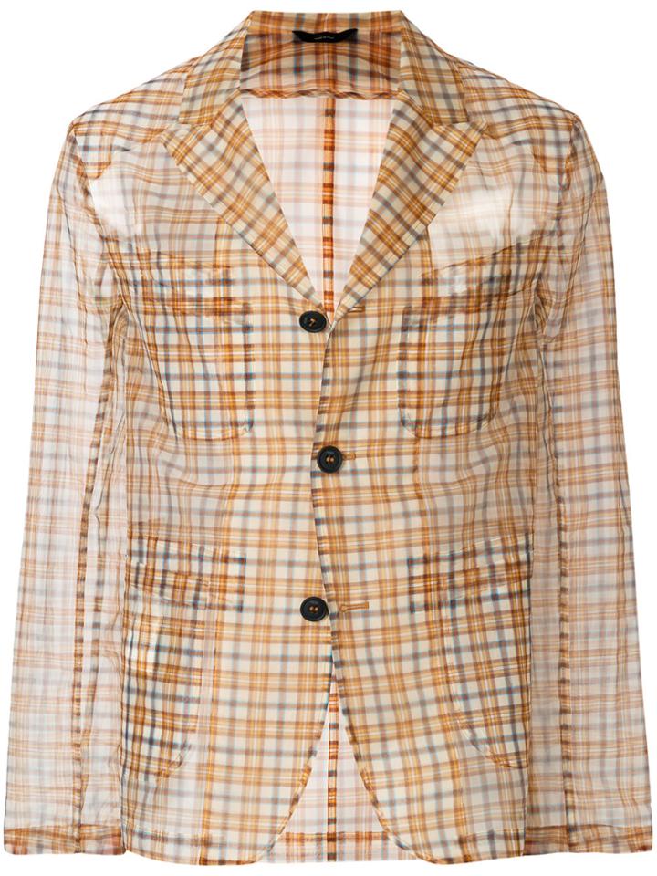 Fendi Sheer Panels Check Jacket - Yellow & Orange