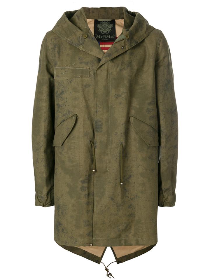 Mr & Mrs Italy Antique Effect Midi Parka - Green