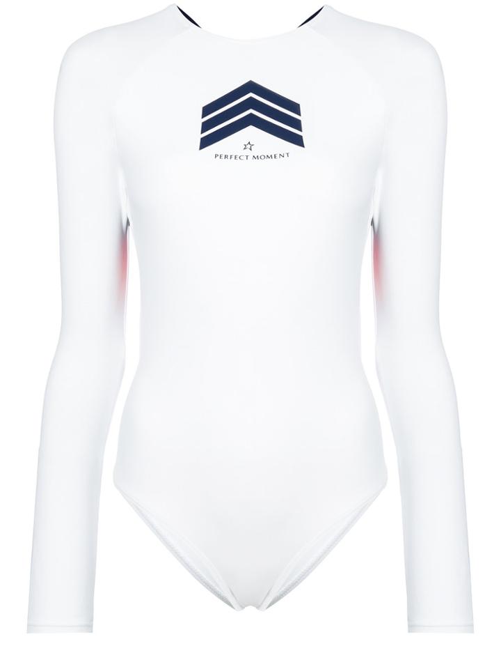Perfect Moment Crossover Strap Back Swim Suit - White