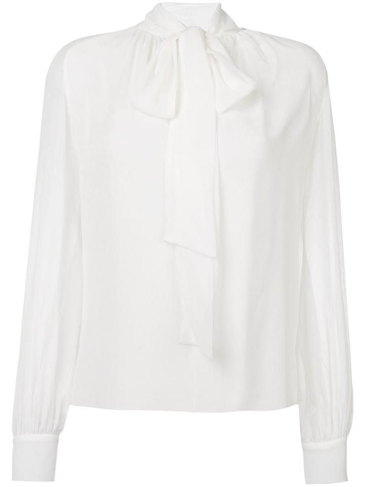 Giambattista Valli - Pussy Bow Blouse - Women - Silk - 40, Nude/neutrals, Silk