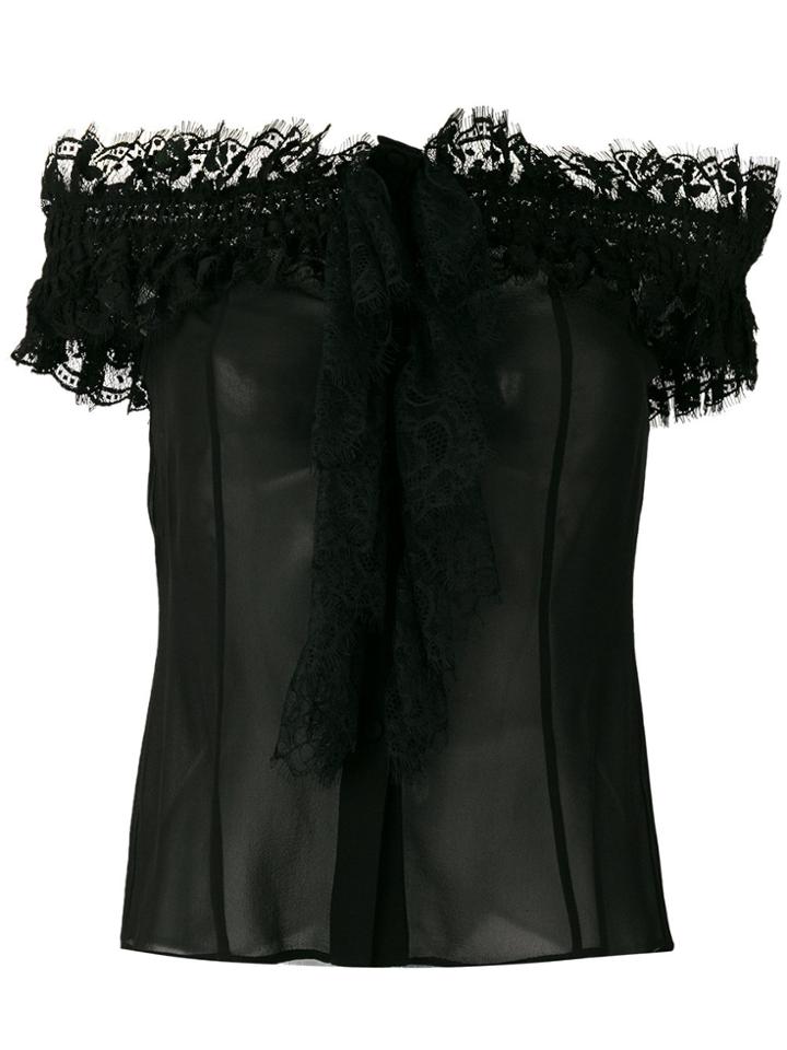 Alberta Ferretti Lace Bardot Blouse - Black