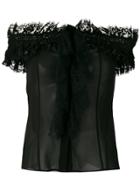 Alberta Ferretti Lace Bardot Blouse - Black