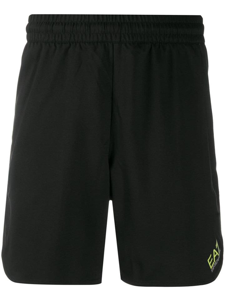 Ea7 Emporio Armani Printed Logo Shorts - Black