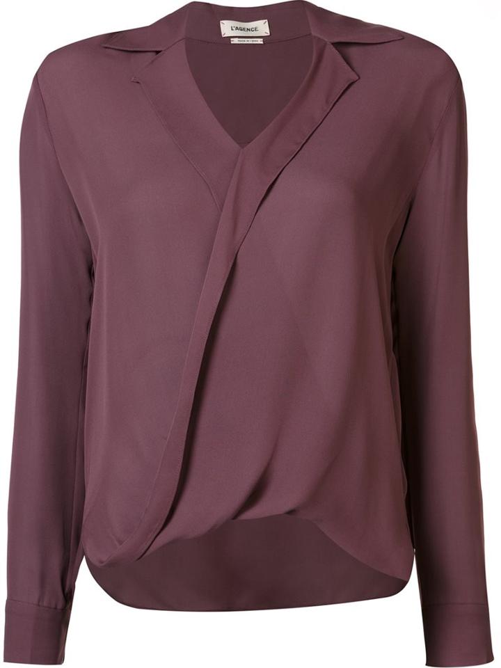 L'agence V-neck Blouse, Women's, Size: Medium, Pink/purple, Silk