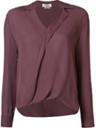 L'agence V-neck Blouse, Women's, Size: Medium, Pink/purple, Silk