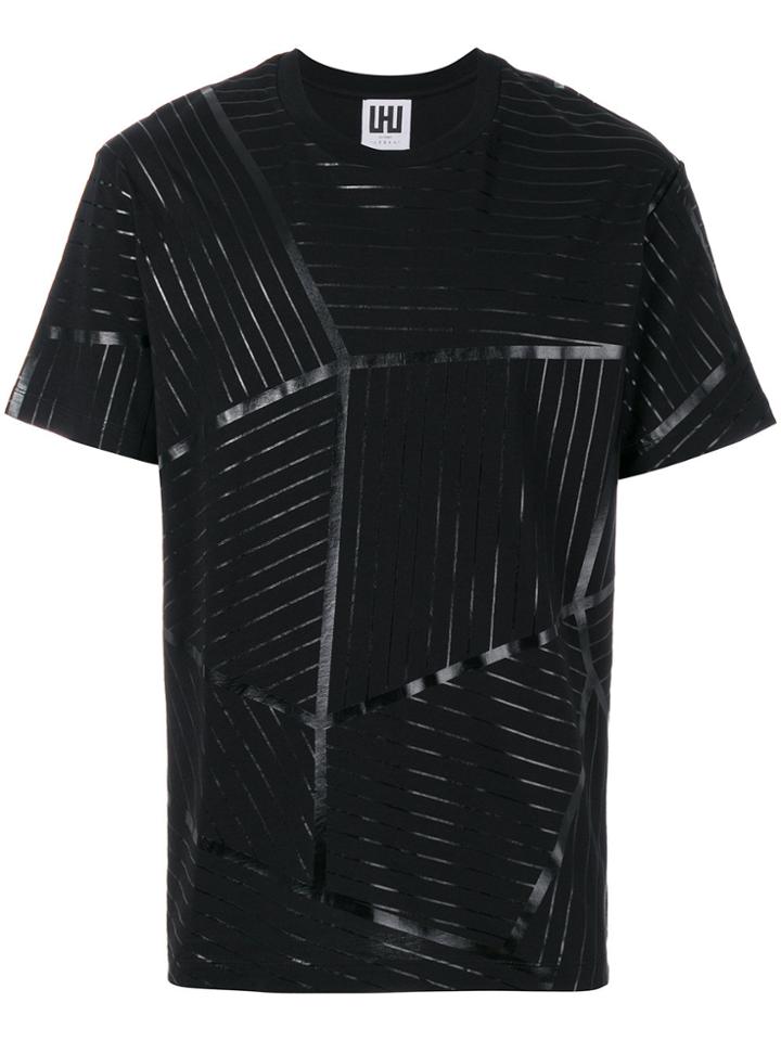 Les Hommes Urban Geometric Printed T-shirt - Black