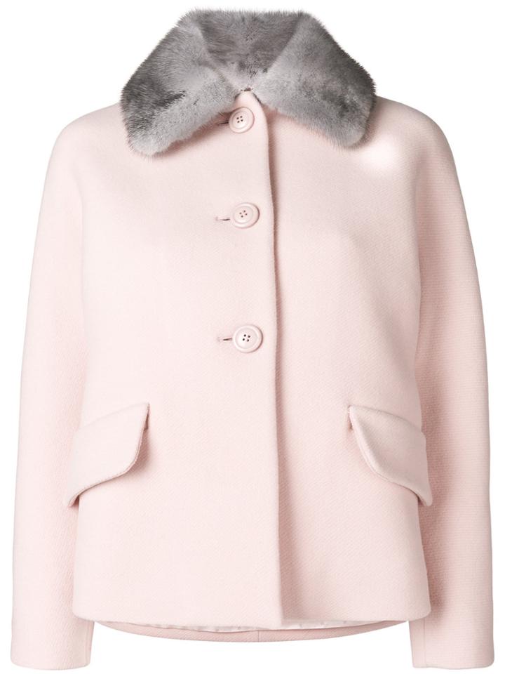 Miu Miu Fur Collar Coat - Pink & Purple