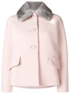 Miu Miu Fur Collar Coat - Pink & Purple