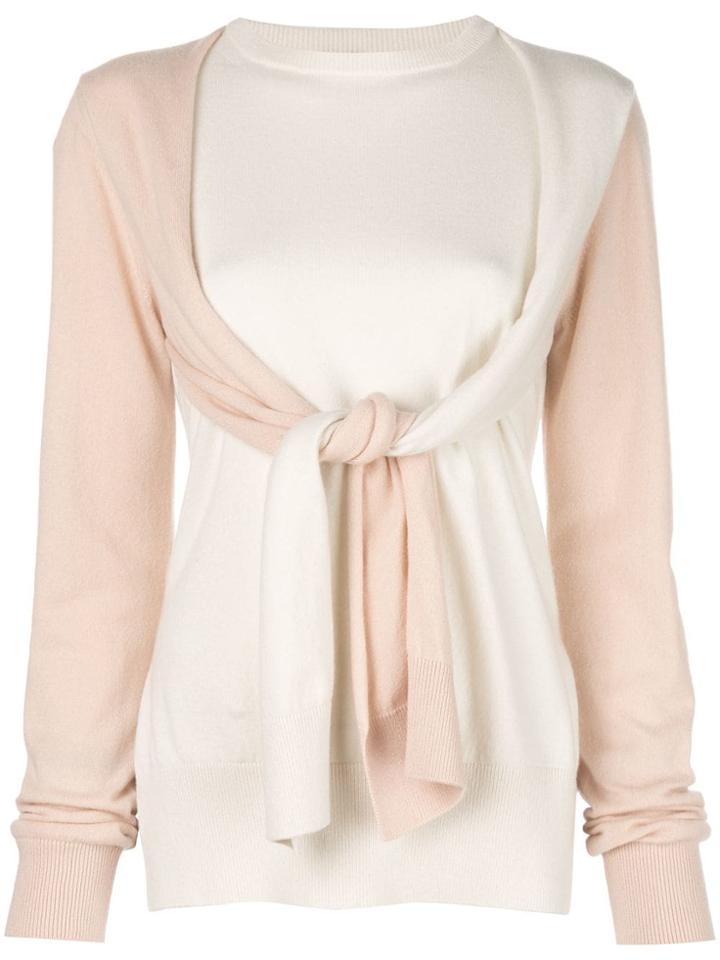 Loewe Panelled Tie-sleeve Sweater - Neutrals