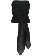 Marques'almeida Strapless Tied Linen Cotton-blend Corset Top - Black