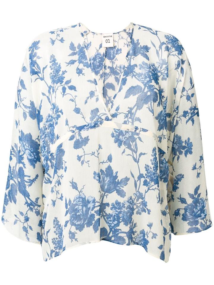 Semicouture Floral Print Blouse - Neutrals