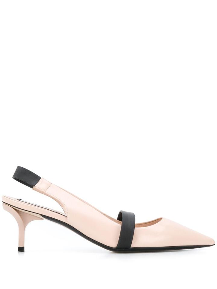 Nº21 Contrast Strap Slingback Pumps - Pink