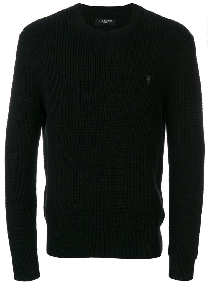 All Saints Ribbed Crew Neck Sweater - Black