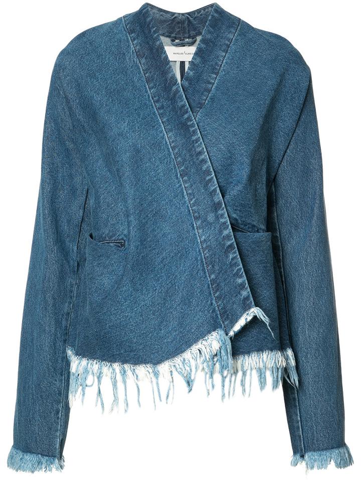 Marques'almeida Raw Hem Denim Jacket, Women's, Size: Xs, Blue, Cotton