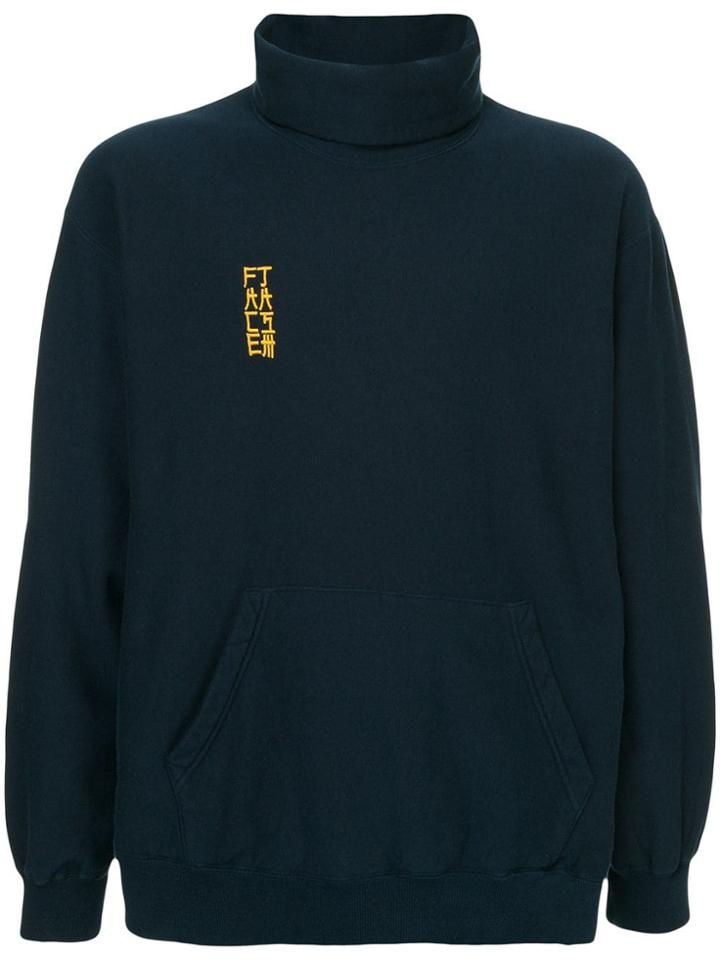 Facetasm Embroidered Logo Turtleneck Sweater - Blue