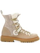 Moncler Shearling Trim Boots - Nude & Neutrals