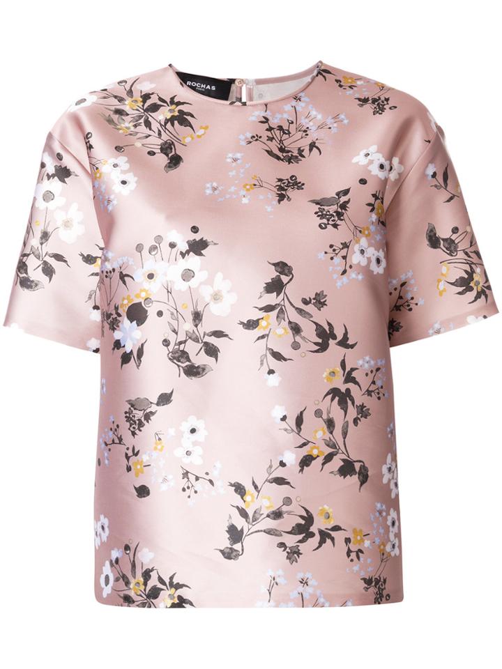 Rochas Floral Print T-shirt - Nude & Neutrals