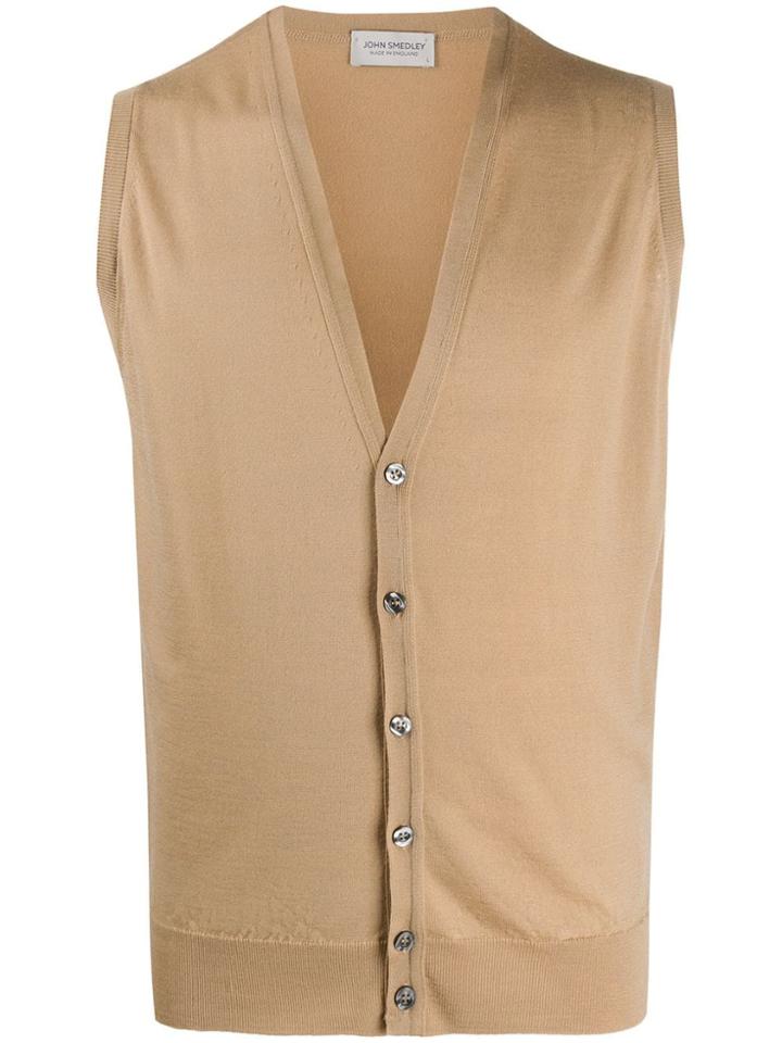 John Smedley Wool Sleeveless Cardigan - Neutrals