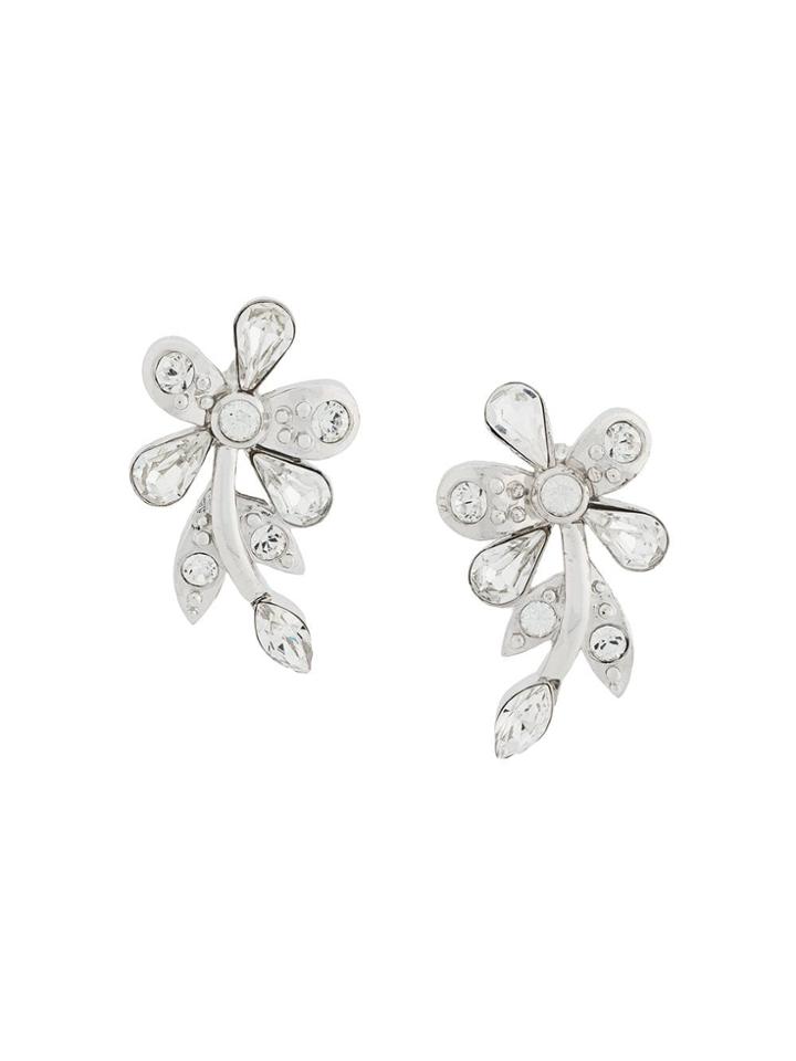 Susan Caplan Vintage 1980s Vintage Floral Swarovski Crystal Earrings -