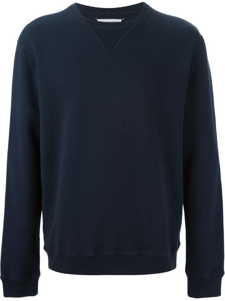 Maison Margiela Elbow Patch Sweater, Men's, Size: 52, Blue, Cotton/leather