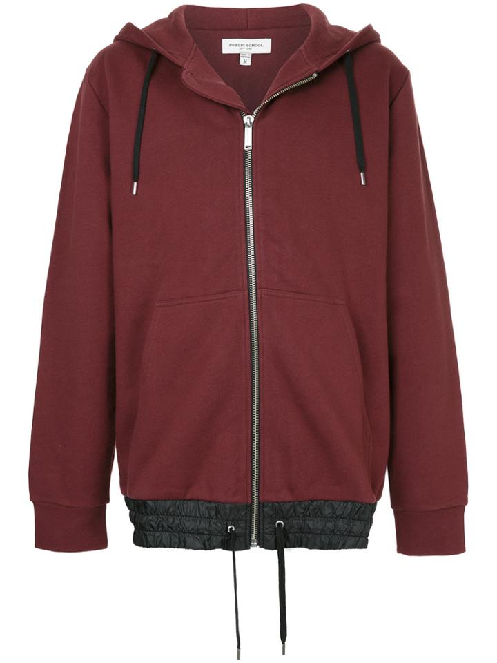 Public School Zipped Hooded Sweatshirt - Red