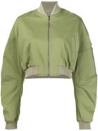 Rosie Assoulin Cropped Bomber Jacket, Women's, Size: 8, Green, Cotton/spandex/elastane/bemberg
