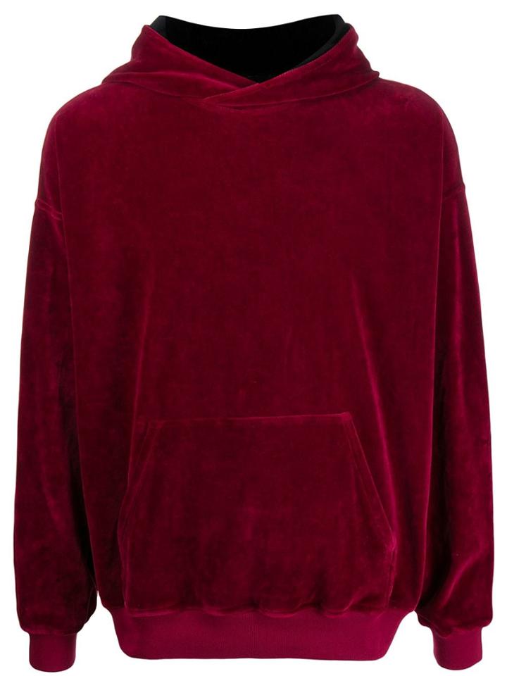 Haider Ackermann Velvet Plain Hoodie - Red