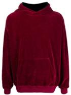Haider Ackermann Velvet Plain Hoodie - Red