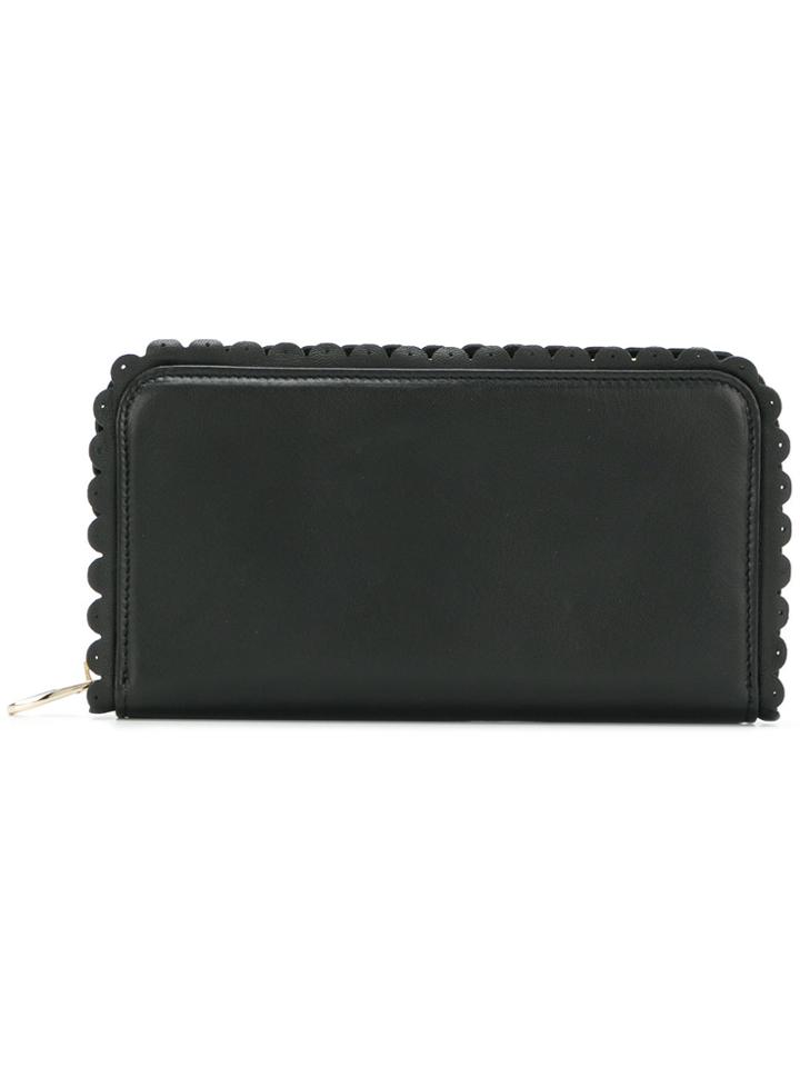 Red Valentino Scalloped Trim Continental Wallet - Black