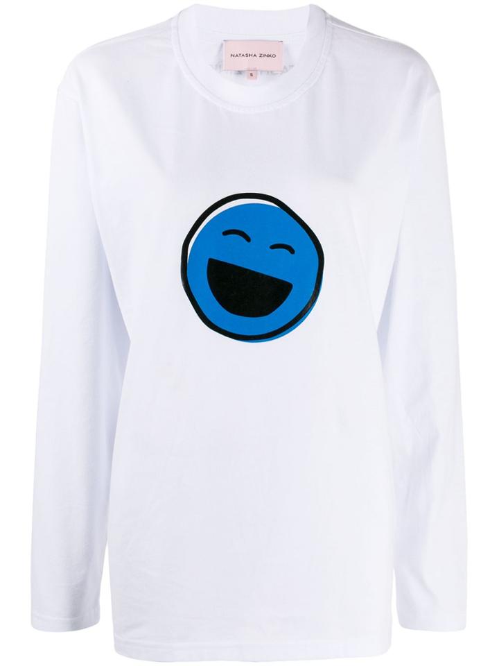 Natasha Zinko Smiles Print Long-sleeved T-shirt - White