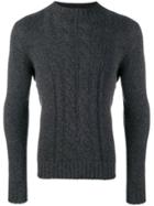 Tagliatore Mock Neck Cable Knit Sweater - Grey
