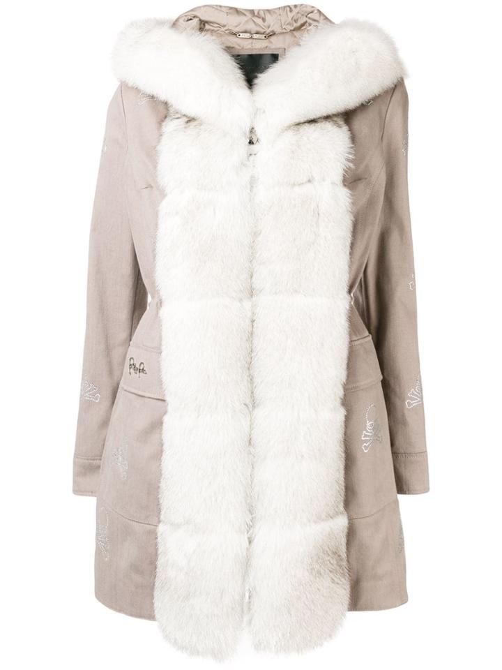 Philipp Plein Fur Trim Parka - Neutrals