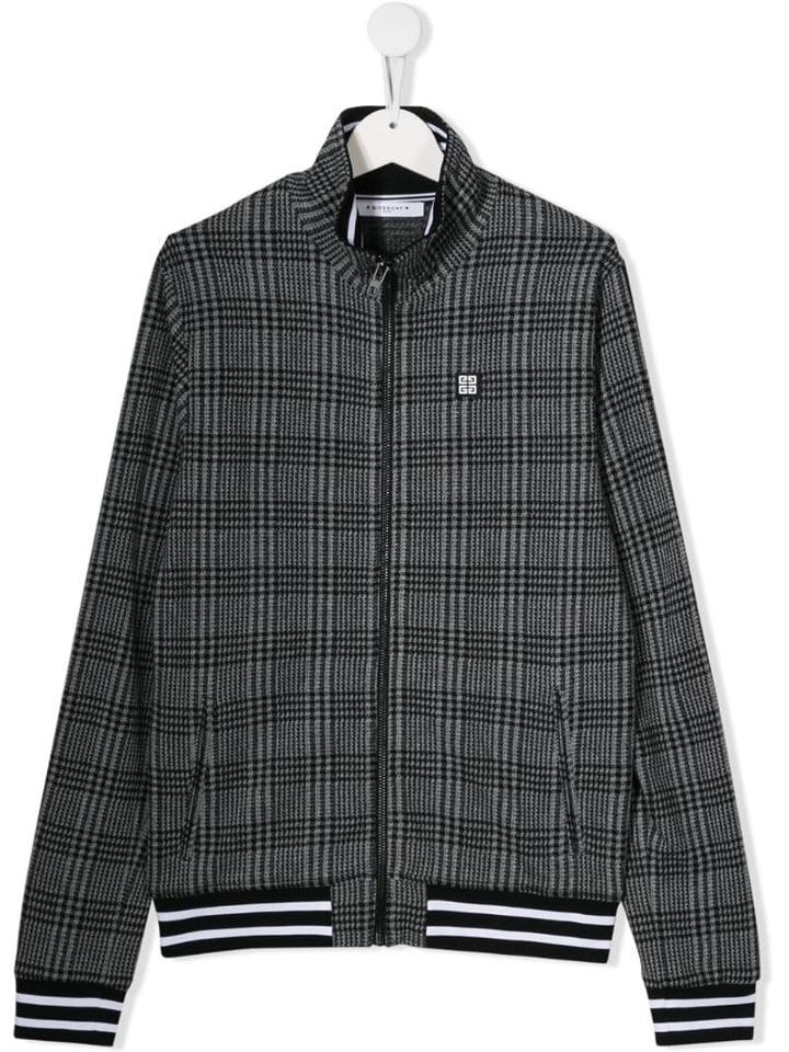 Givenchy Kids Plaid Zip-up Jacket - Grey