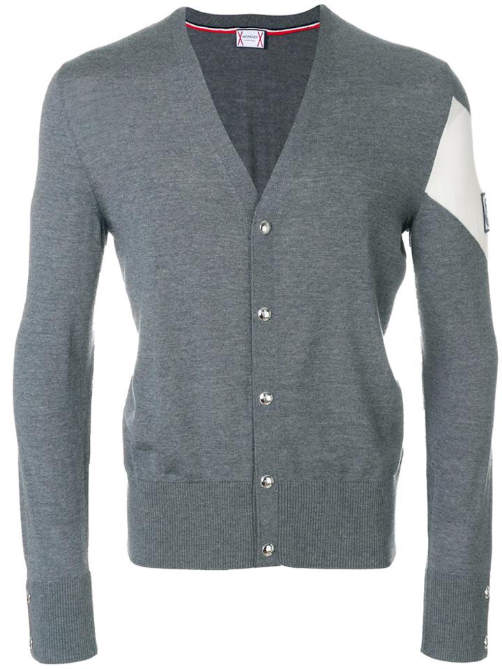 Moncler Gamme Bleu Colour-block Knitted Cardigan - Grey