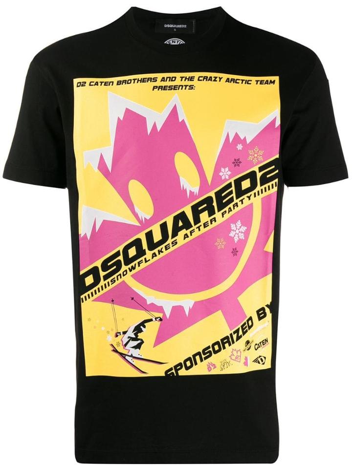 Dsquared2 Maple Leaf Logo Print T-shirt - Black
