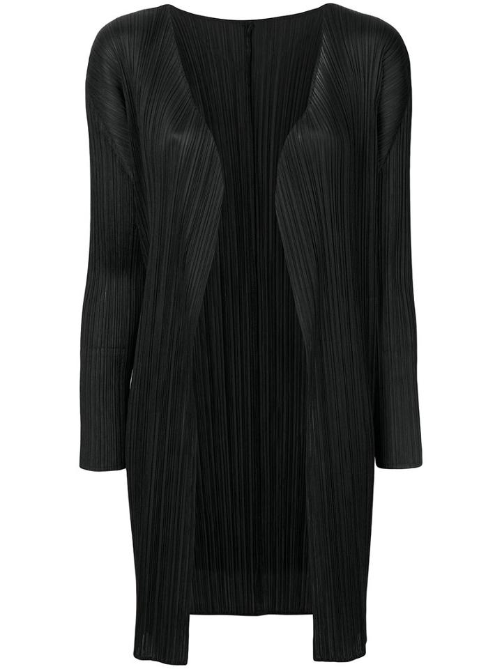 Pleats Please By Issey Miyake - Pleated Cardigan - Women - Polyester - 3, Black, Polyester
