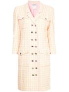 Chanel Vintage Checked Double Breasted Coat - Yellow & Orange