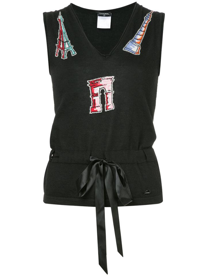 Chanel Vintage Paris Intarsia Tank - Black
