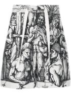 Jw Anderson Durer Scene Print Elastic Waistband Linen Shorts -