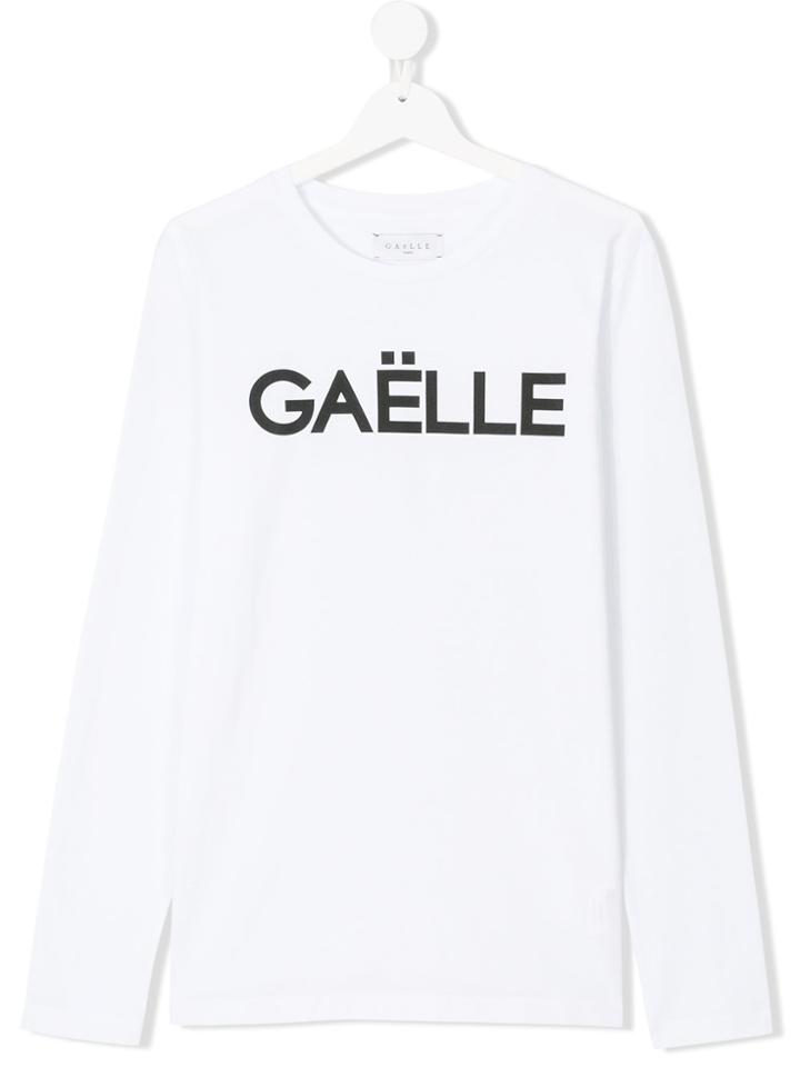 Gaelle Paris Kids Logo Print T-shirt - White