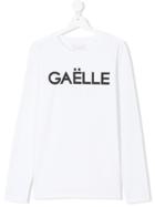 Gaelle Paris Kids Logo Print T-shirt - White