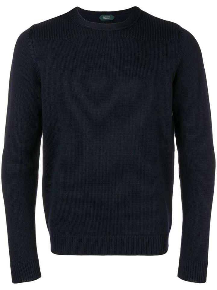 Zanone Round Neck Jumper - Blue