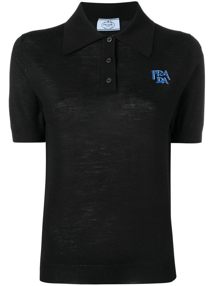 Prada Knitted Polo Shirt - Black