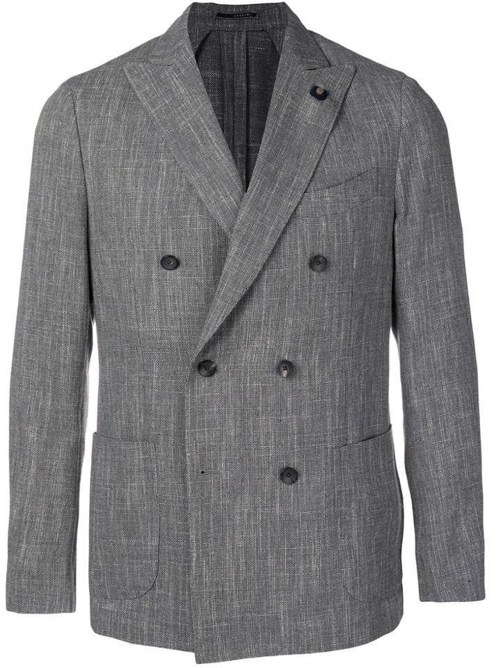 Lardini Double Breasted Suit Jacket - Grey