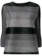 Pleats Please By Issey Miyake Loose-fit Striped Blouse - Black