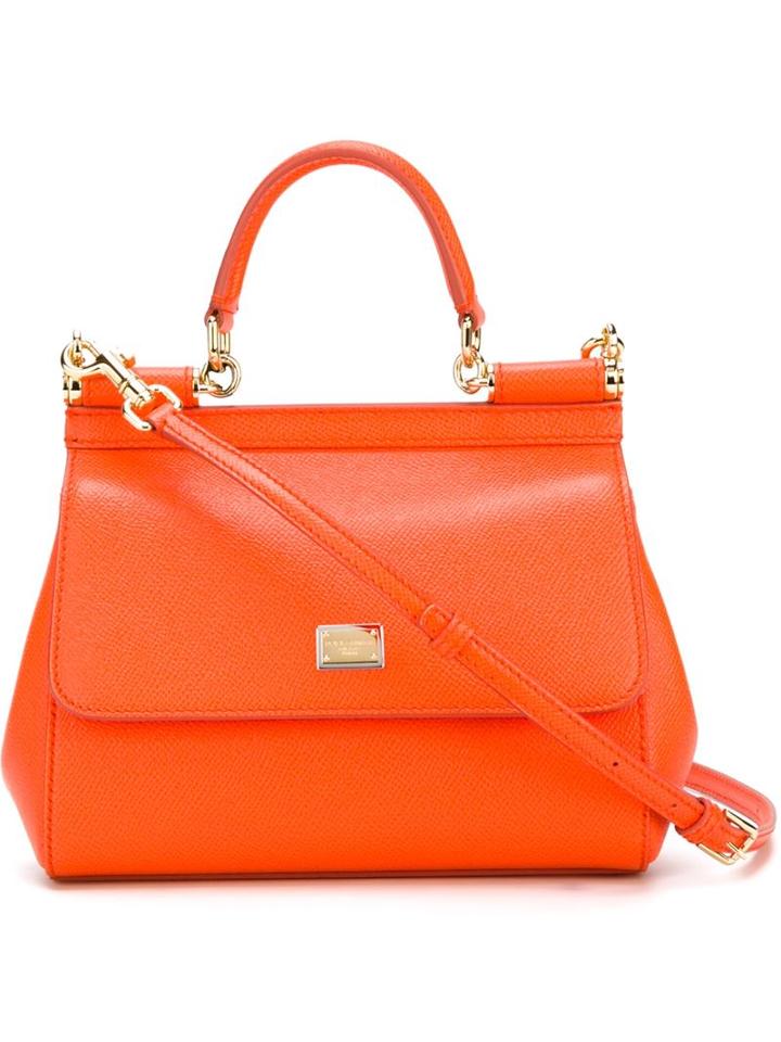 Dolce & Gabbana Small 'sicily' Tote, Women's, Yellow/orange, Leather
