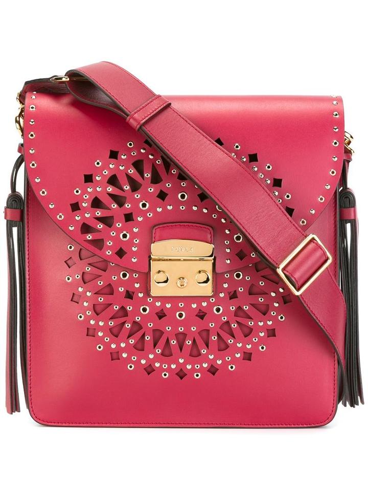 Furla Cut-off Detailing Crossbody Bag, Women's, Red