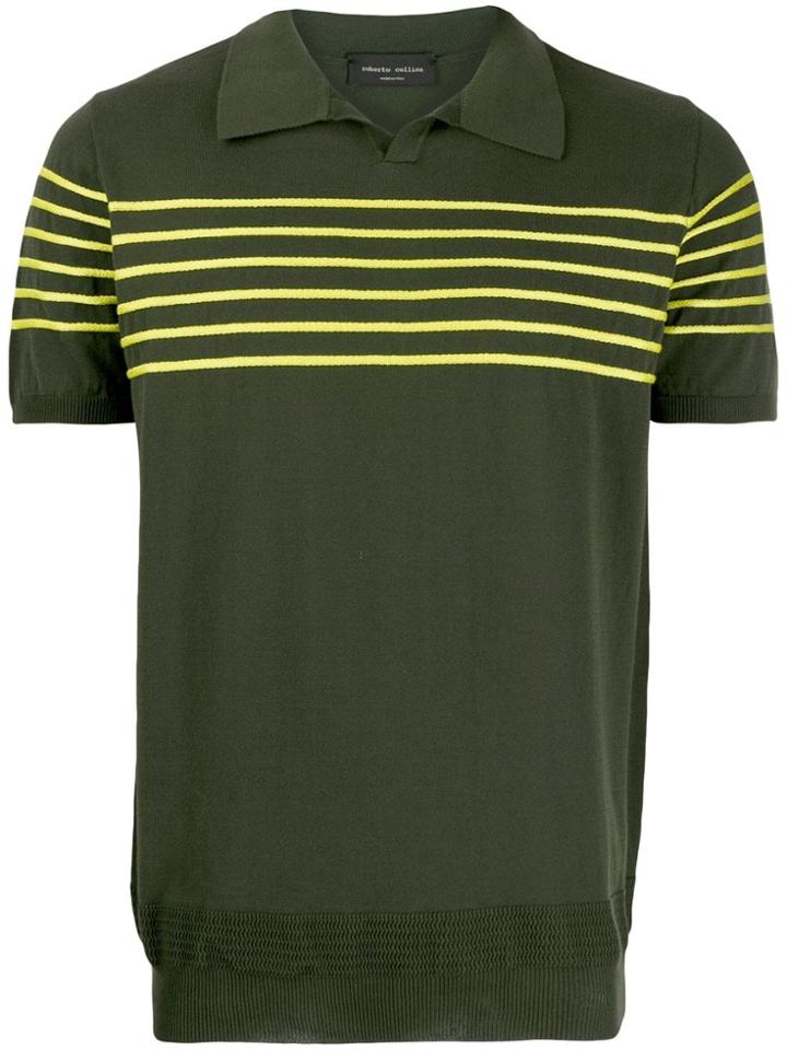 Roberto Collina Striped Detail Polo Shirt - Green